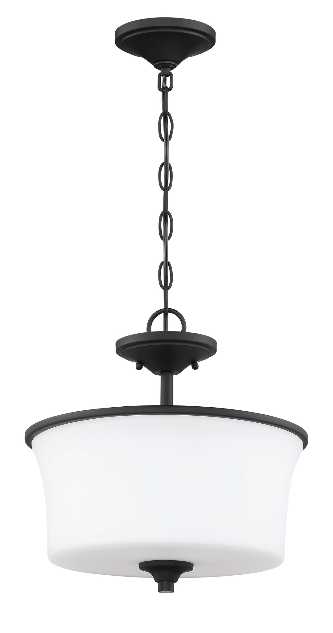 Gwyneth 2 Light Convertible Semi Flush in Flat Black (White Glass) CRAFTMADE