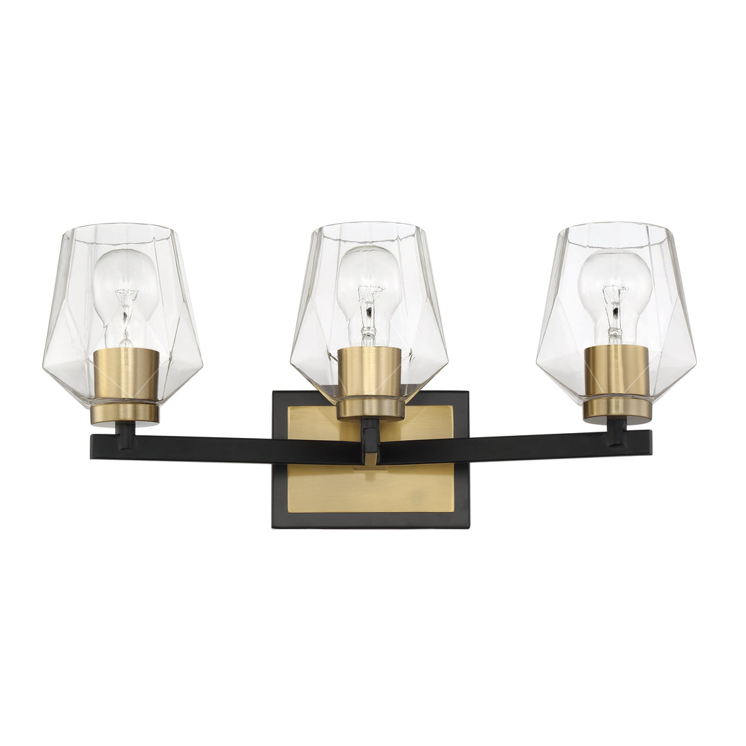 Avante Grand 3 Light Vanity in Flat Black/Satin Brass CRAFTMADE