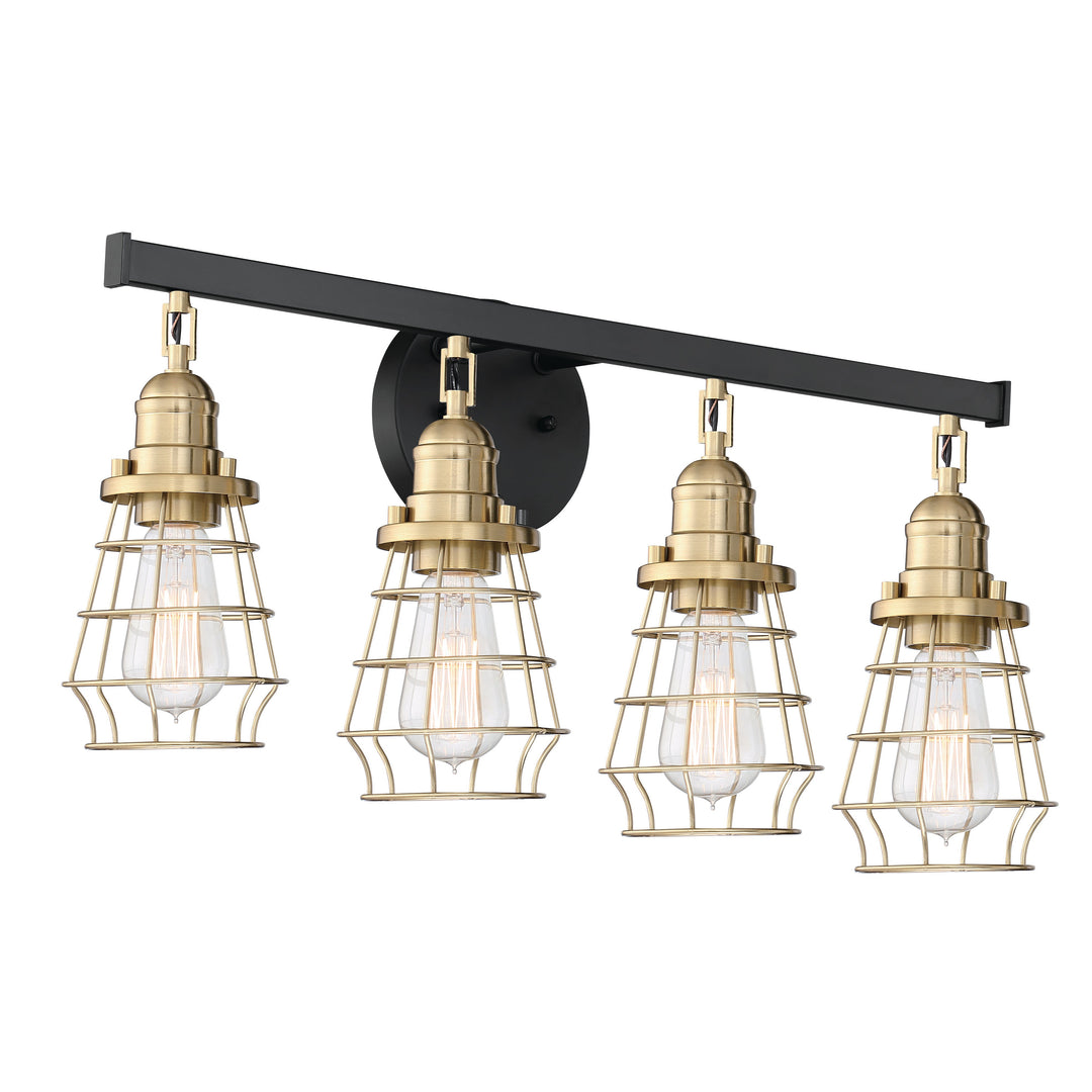 CRAFTMADE Thatcher 4 Light Vanity in Flat Black/Satin Brass