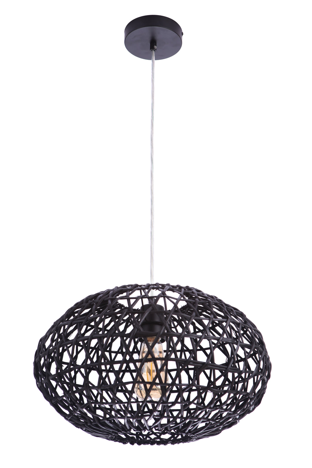 Natural Pendant 1 Light Pendant w/ Woven Black Rattan Orb CRAFTMADE