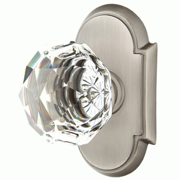 EMTEK Diamond Crystal Door Knob Set With # 8 Rosette