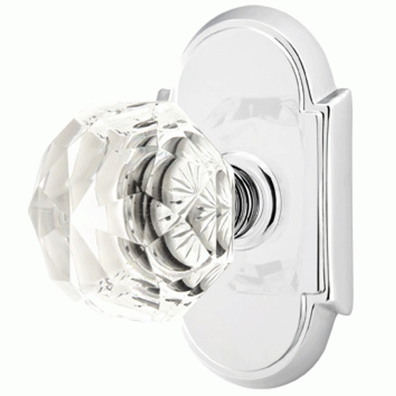 EMTEK Diamond Crystal Door Knob Set With # 8 Rosette