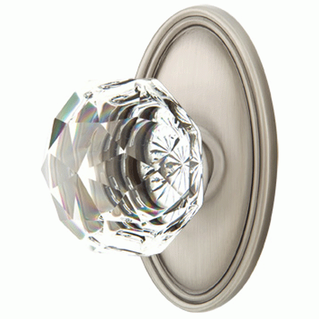 EMTEK Diamond Crystal Door Knob Set With Oval Rosette