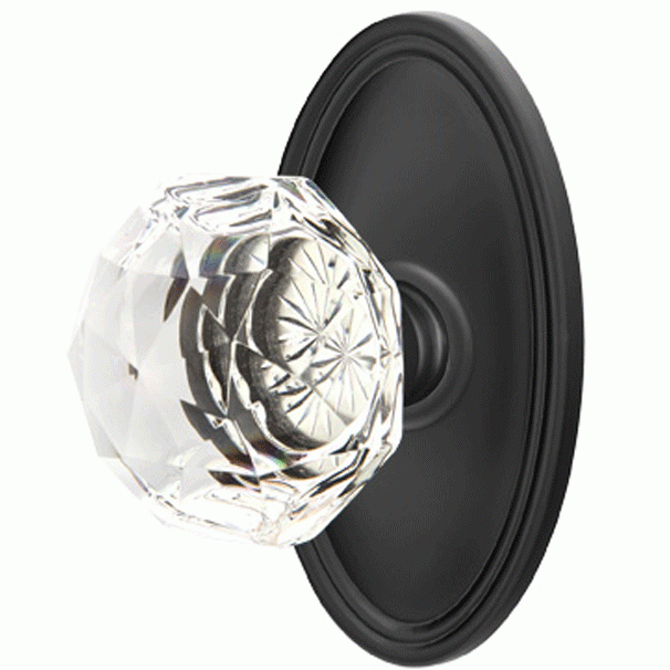 EMTEK Diamond Crystal Door Knob Set With Oval Rosette