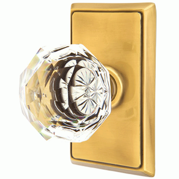 EMTEK Diamond Crystal Door Knob Set With Rectangular Rosette