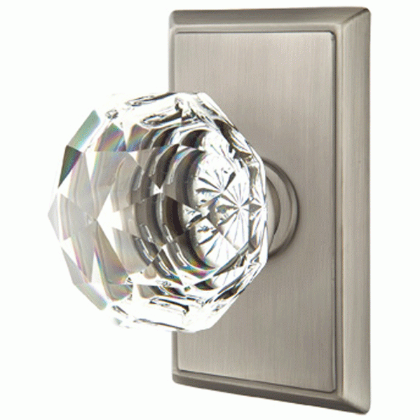 EMTEK Diamond Crystal Door Knob Set With Rectangular Rosette