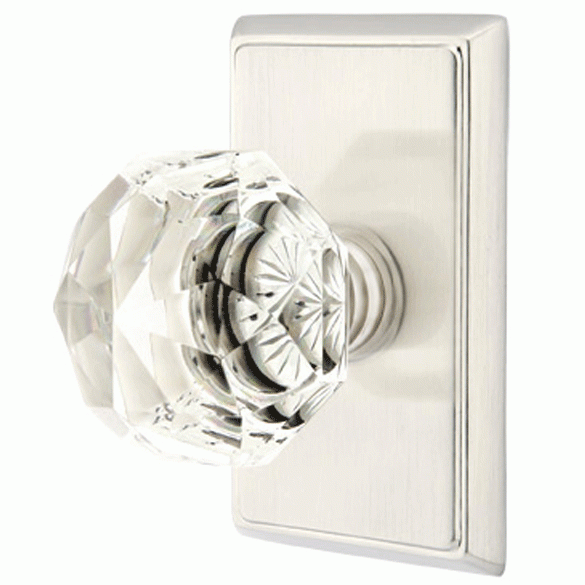 EMTEK Diamond Crystal Door Knob Set With Rectangular Rosette