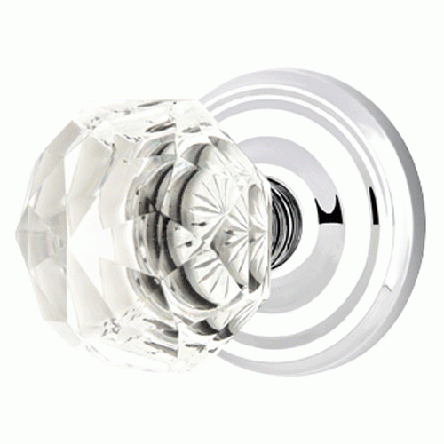 EMTEK Diamond Crystal Door Knob Set With Regular Rosette