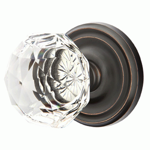 EMTEK Diamond Crystal Door Knob Set With Regular Rosette