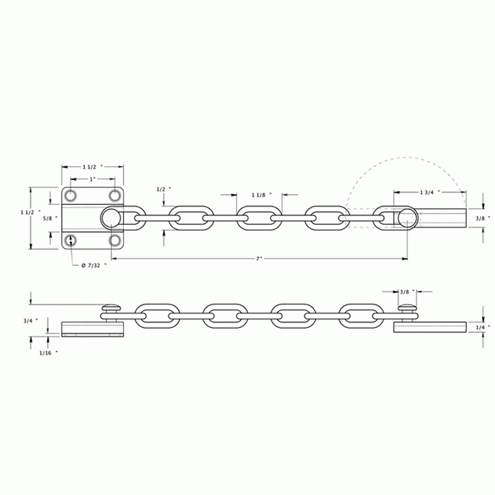 DELTANA Door Guards, Security, Solid Brass Door Guard, Chain / Doorbolt (Polished Chrome Finish)