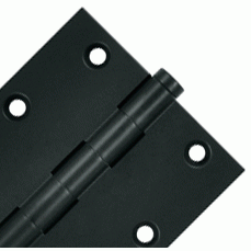 3 1/2 X 3 1/2 Inch Solid Brass Hinge Interchangeable Finials (Square Corner, Paint Black Finish) DELTANA