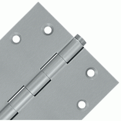 DELTANA 4 1/2 Inch X 4 1/2 Inch Solid Brass Square Hinge Interchangeable Finials (Brushed Chrome Finish)