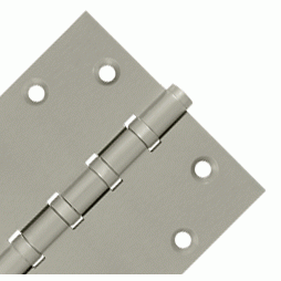 4 1/2 Inch X 4 1/2 Inch Solid Brass Four Ball Bearing Square Hinge (Brushed Nickel Finish) DELTANA