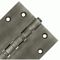 4 1/2 Inch X 4 1/2 Inch Solid Brass Four Ball Bearing Square Hinge (Antique Nickel Finish) DELTANA