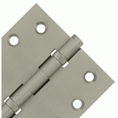 Pair 4 Inch X 4 Inch Double Ball Bearing Hinge Interchangeable Finials (Square Corner, Brushed Nickel Finish) DELTANA