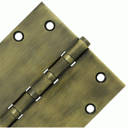 DELTANA 5 Inch X 5 Inch Solid Brass Four Ball Bearing Square Hinge (Antique Brass Finish)