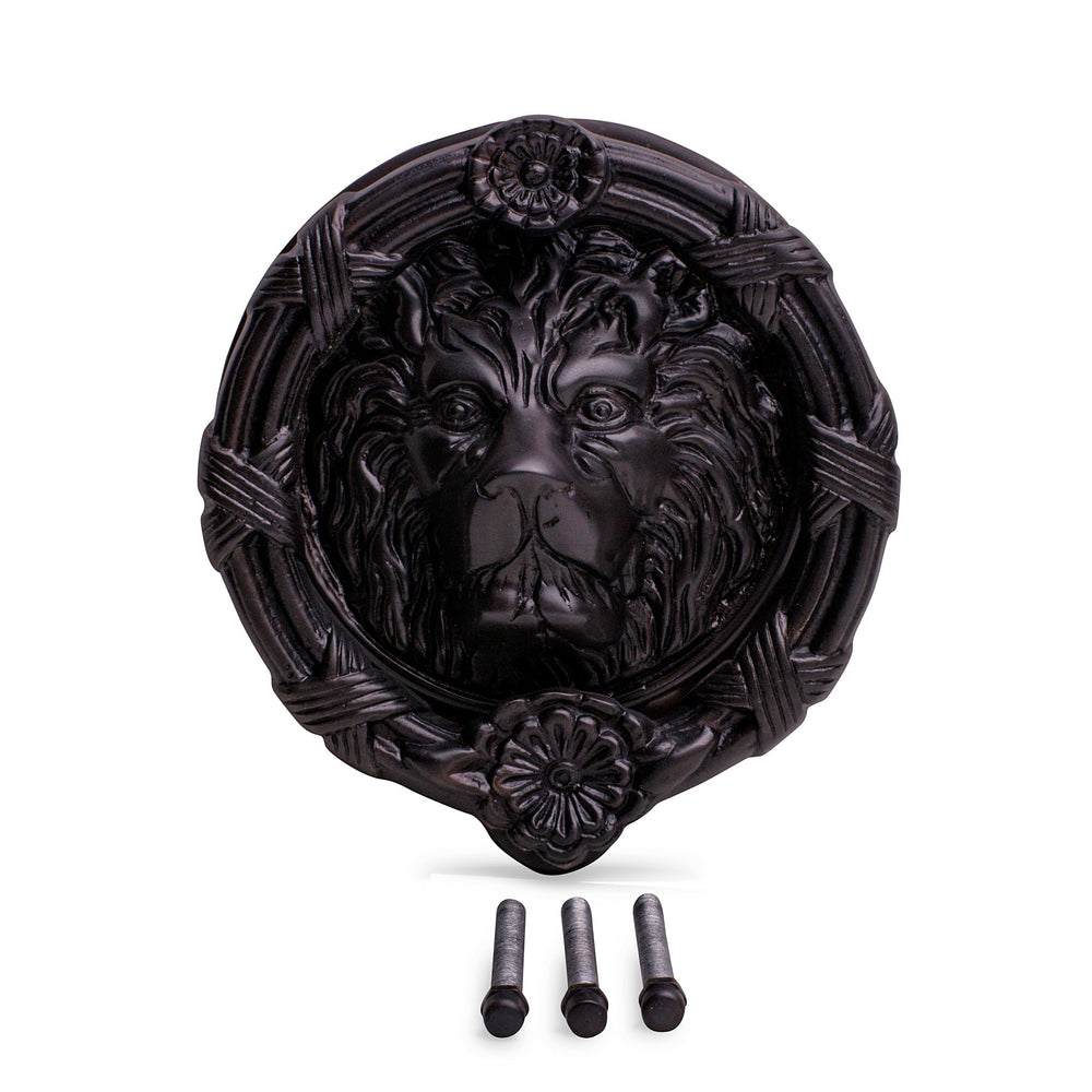 COPPER MOUNTAIN HARDWARE Ribbon & Reed 5 1/4 Inch Lion Head Door Knocker in Solid Brass (Oil Rubbed Bronze)