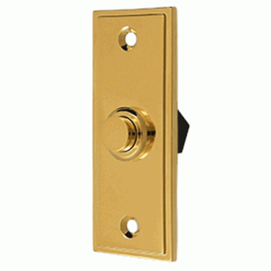 Bell Buttons, Solid Brass Bell Button, Rectangular Contemporary (Polished Brass Finish) DELTANA