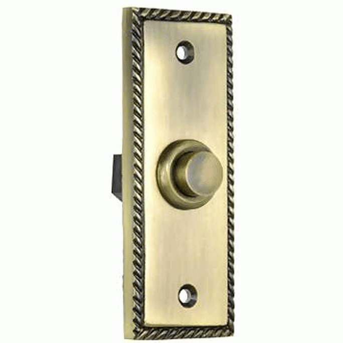 DELTANA 3 1/3 Inch Solid Brass Doorbell Button (Antique Brass Finish)