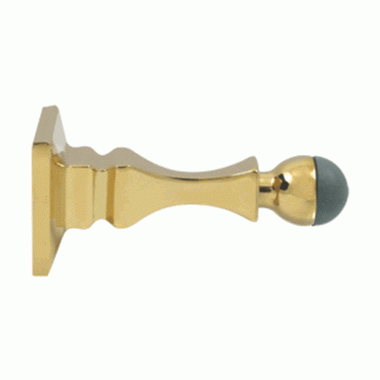 DELTANA 3 1/2 Inch Solid Brass Baseboard Door Bumper Stop (Polished Brass Finish)