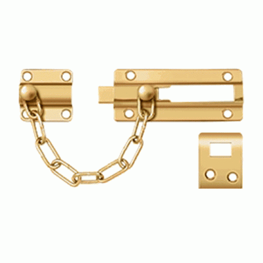 Door Guards, Security, Solid Brass Door Guard, Chain / Doorbolt  (Lifetime Polished Brass Finish) DELTANA