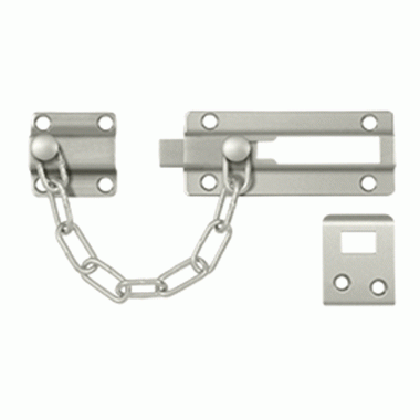 DELTANA Door Guards, Security, Solid Brass Door Guard, Chain / Doorbolt  (Brushed Nickel Finish)