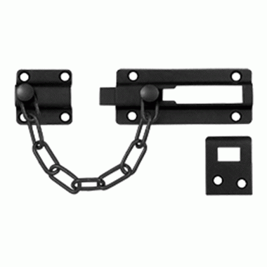 DELTANA Door Guards, Security, Solid Brass Door Guard, Chain / Doorbolt  (Flat Black Finish)