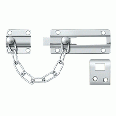 DELTANA Door Guards, Security, Solid Brass Door Guard, Chain / Doorbolt (Polished Chrome Finish)