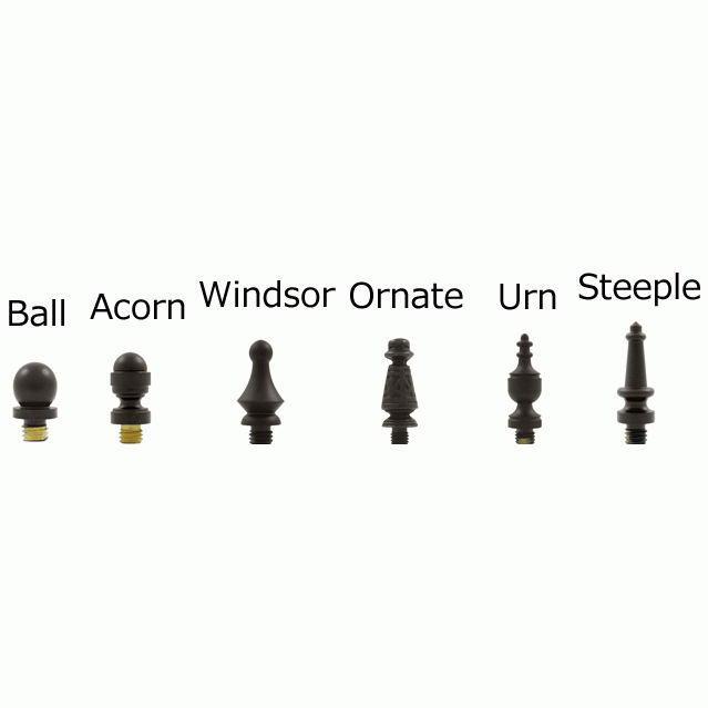 DELTANA 3 1/2 X 3 1/2 Inch Solid Brass Hinge Interchangeable Finials (Square Corner, Oil Rubbed Bronze Finish)