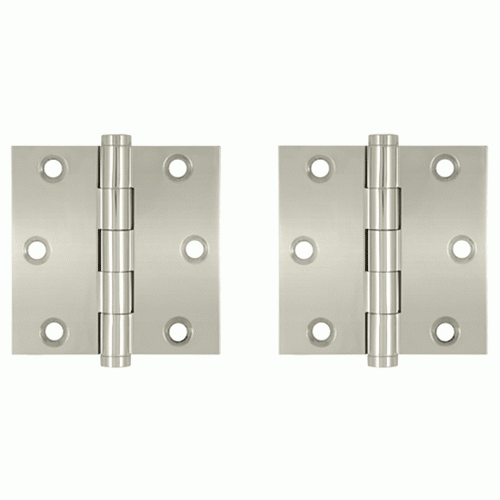 3 X 3 Inch Solid Brass Hinge Interchangeable Finials (Square Corner, Polished Nickel Finish)