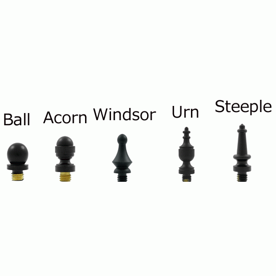 DELTANA 3 X 3 Inch Solid Brass Hinge Interchangeable Finials (Square Corner, Paint Black Finish)