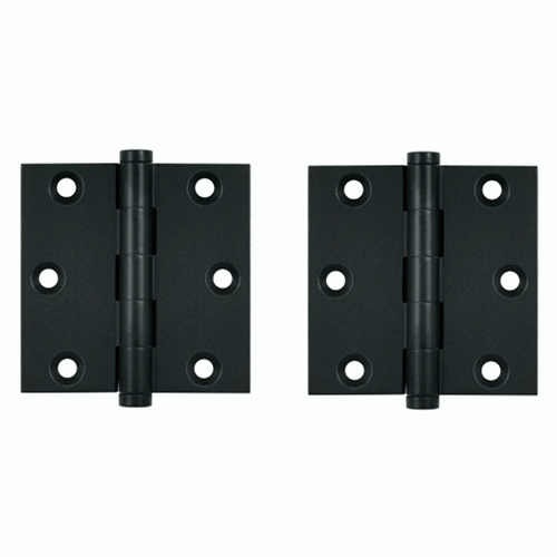 DELTANA 3 X 3 Inch Solid Brass Hinge Interchangeable Finials (Square Corner, Paint Black Finish)