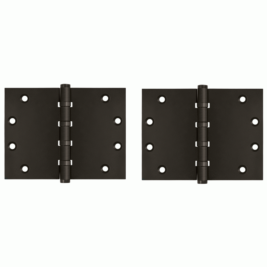 DELTANA 4 1/2 Inch X 6 Inch Solid Brass Wide Throw Hinge (Square Corner, Oil Rubbed Bronze Finish)