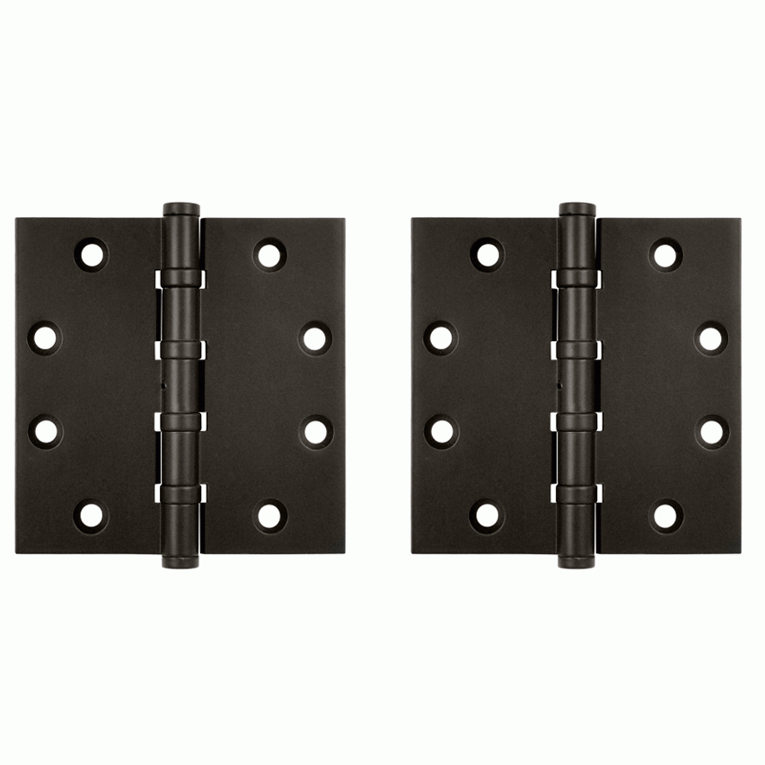 4 1/2 Inch X 4 1/2 Inch Solid Brass Non-Removable Pin Square Hinge (Oil Rubbed Bronze Finish) DELTANA