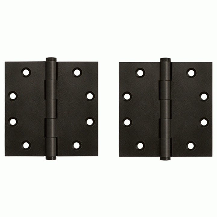 DELTANA 4 1/2 Inch X 4 1/2 Inch Solid Brass Square Hinge Interchangeable Finials (Oil Rubbed Bronze Finish)