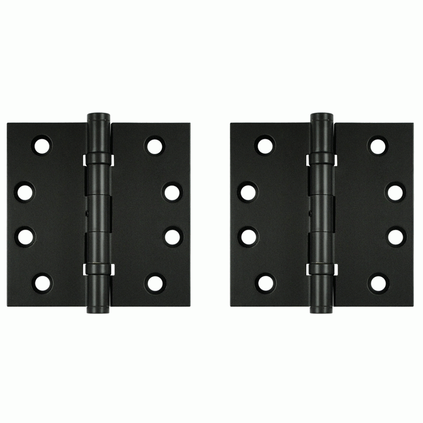 4 Inch X 4 Inch Ball Bearing Hinge Interchangeable Finials (Square Corner, Paint Black Finish) DELTANA