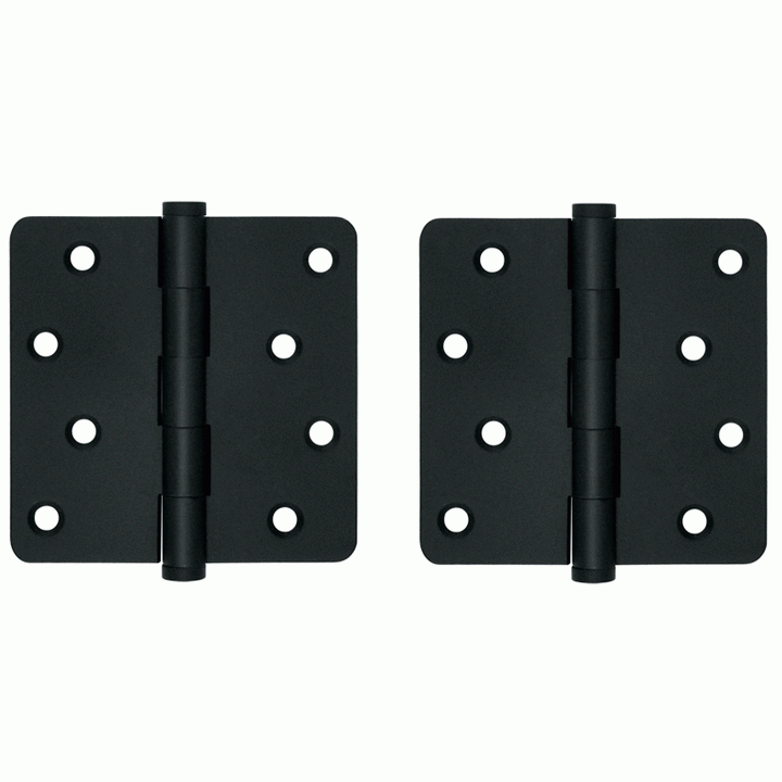 4 Inch X 4 Inch Solid Brass Zig-Zag Hinge (1/4 Radius Corner, Paint Black Finish) DELTANA