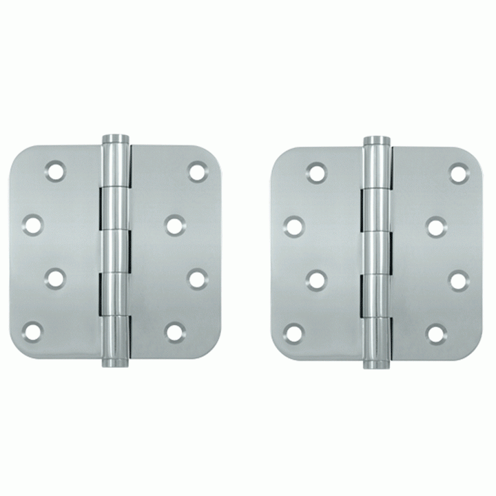 DELTANA 4 Inch X 4 Inch Solid Brass Zig-Zag Hinge (5/8 Radius Corner, Chrome Finish)