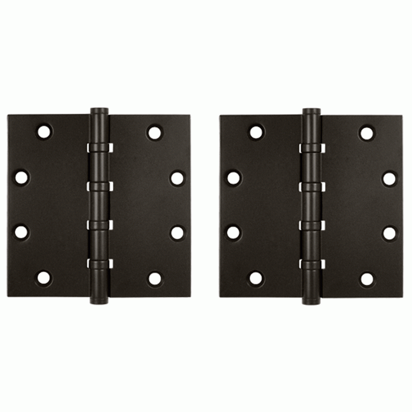 DELTANA 5 Inch X 5 Inch Solid Brass Four Ball Bearing Square Hinge (Oil Rubbed Bronze Finish)