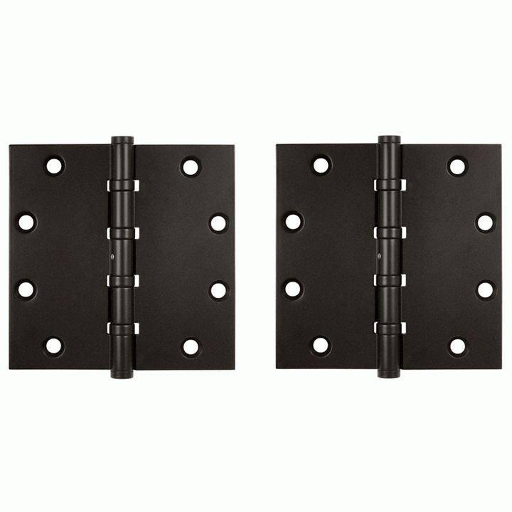 5 Inch X 5 Inch Solid Brass Non-Removable Pin Square Hinge (Oil Rubbed Bronze Finish) DELTANA