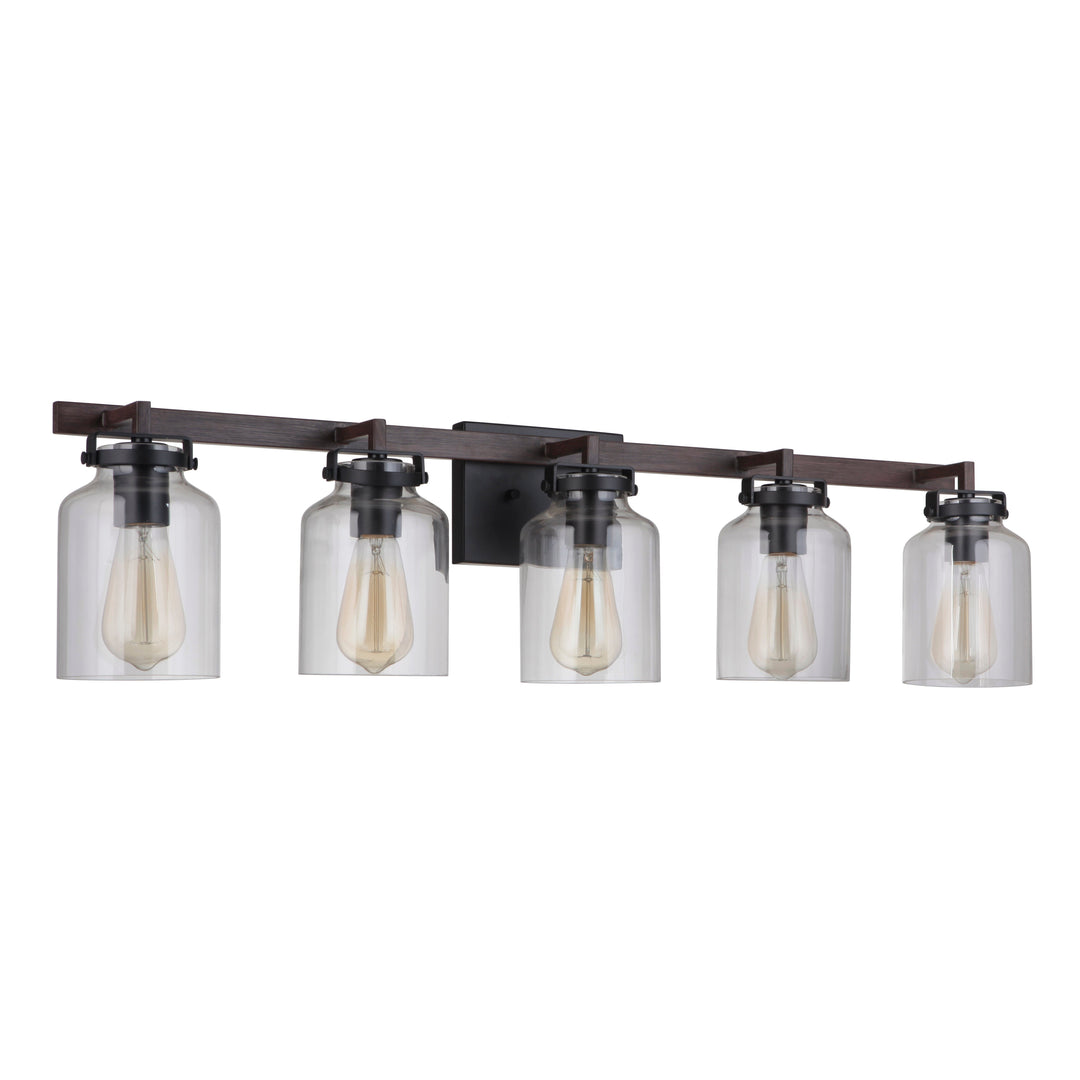 CRAFTMADE Foxwood 5 Light Vanity in Flat Black/Dark Teak