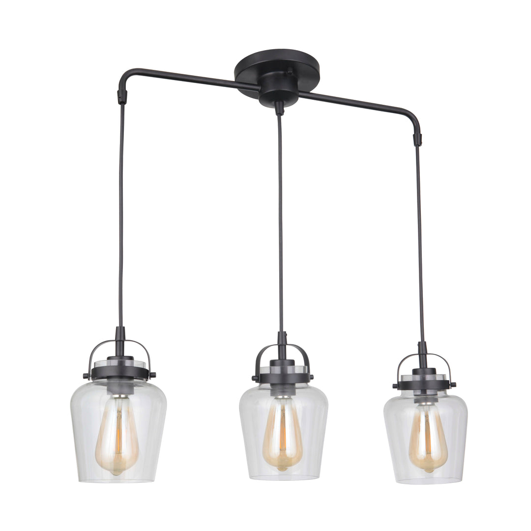 CRAFTMADE Trystan 3 Light Pendant in Flat Black