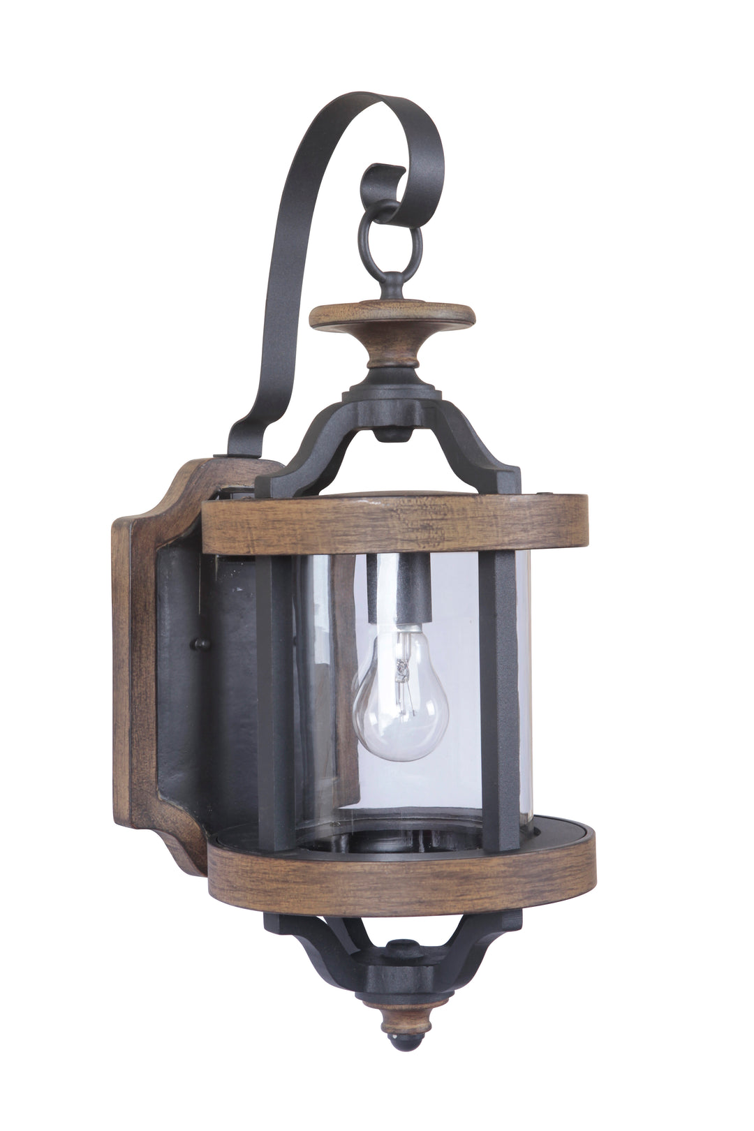 CRAFTMADE Ashwood 1 Light Medium Outdoor Wall Lantern in Textured Black/Whiskey Barrel