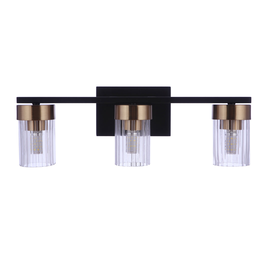 Bond Street 3 Light Vanity in Flat Black/Satin Brass CRAFTMADE