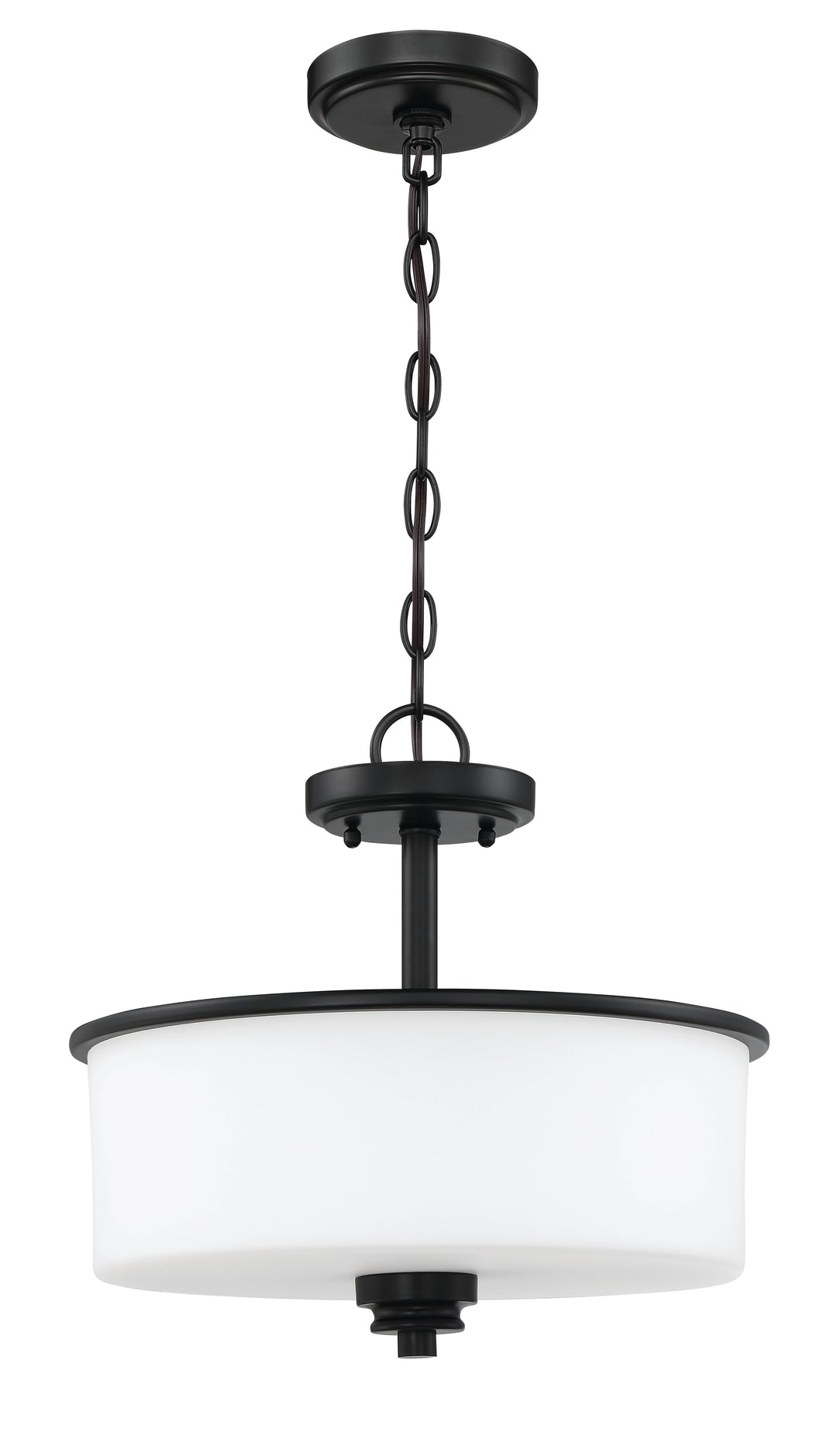 Bolden 2 Light Convertible Semi Flush in Flat Black (White Glass) CRAFTMADE