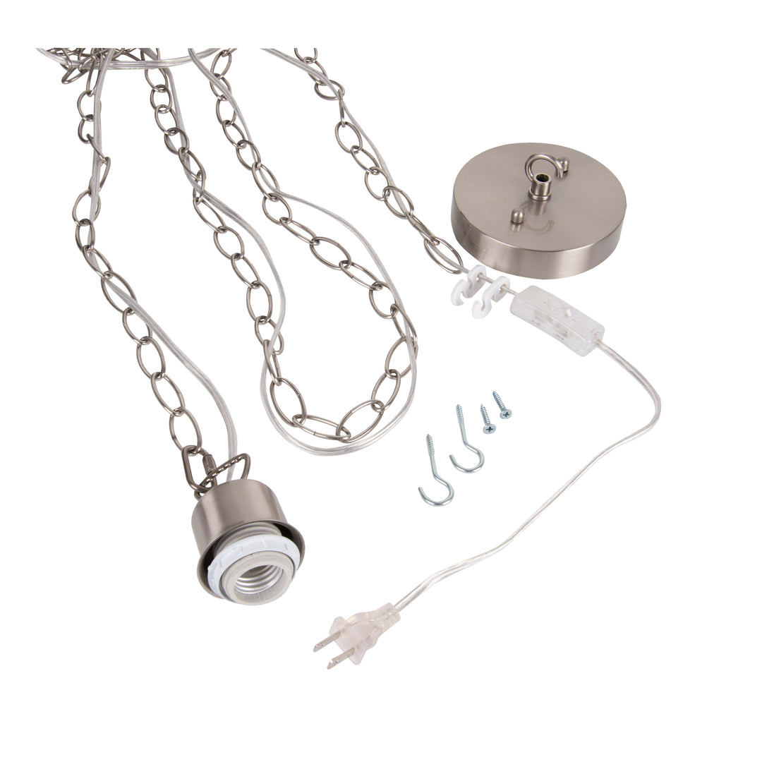 CRAFTMADE Swag Hardware Kit 15' Silver Cord w/Socket, Chain and Canopy in Brushed Polished Nickel