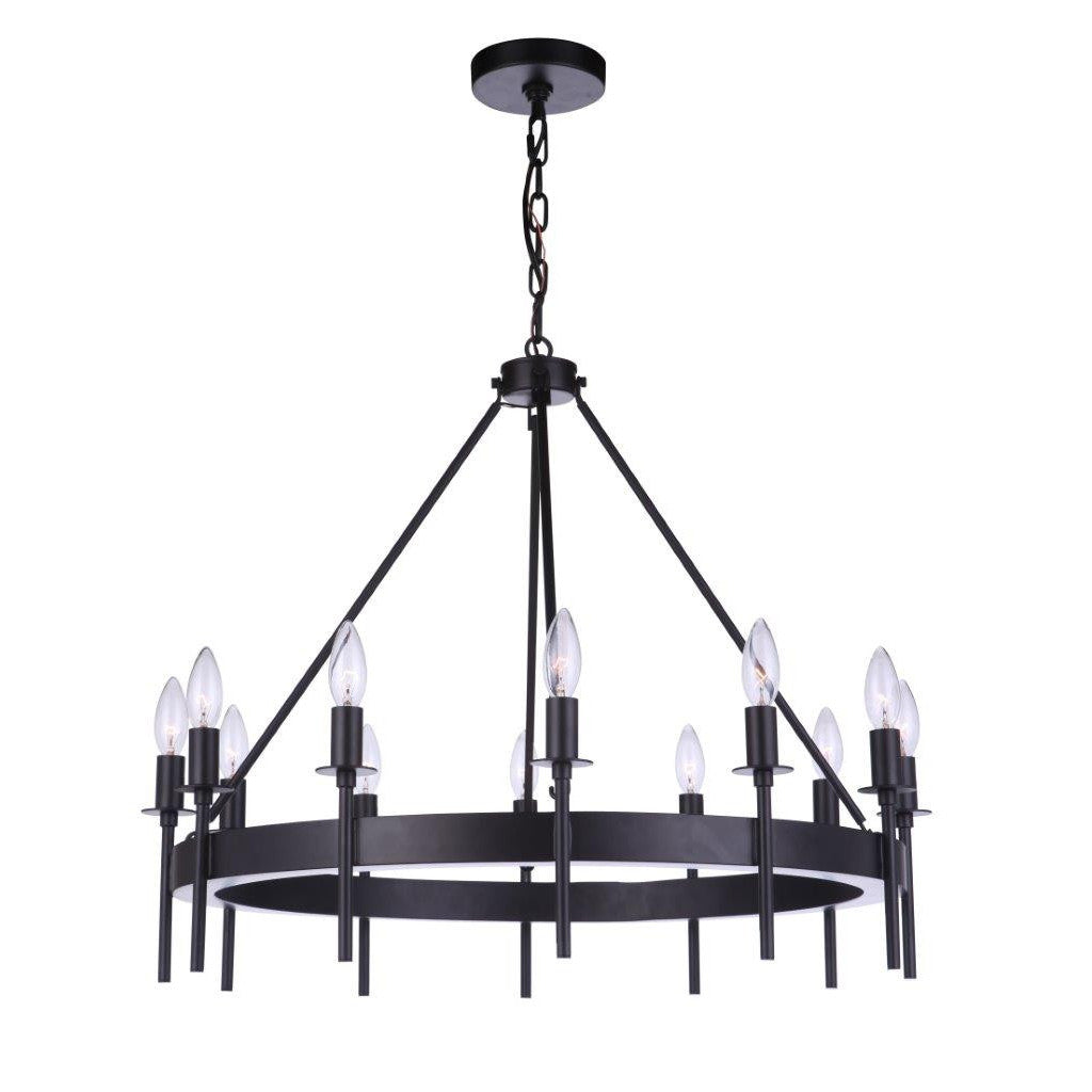 CRAFTMADE Larrson 12 Light Chandelier in Flat Black