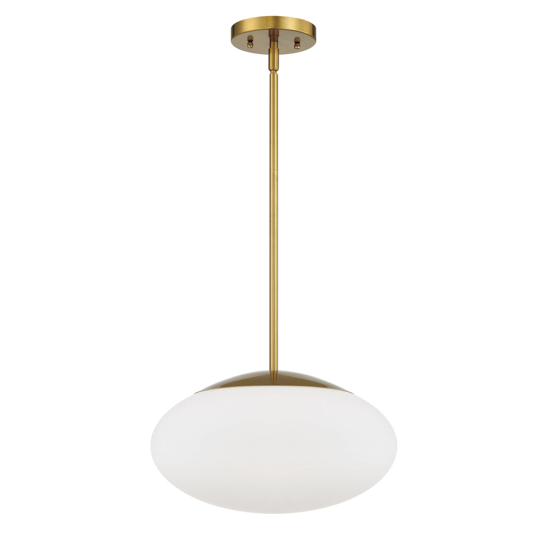 Gaze 1 Light 14" Pendant in Satin Brass (White Glass) CRAFTMADE