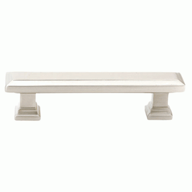 EMTEK 4 5/8 Inch Overall (3 1/2 Inch c-c) Brass Geometric Rectangular Pull (Satin Nickel Finish)