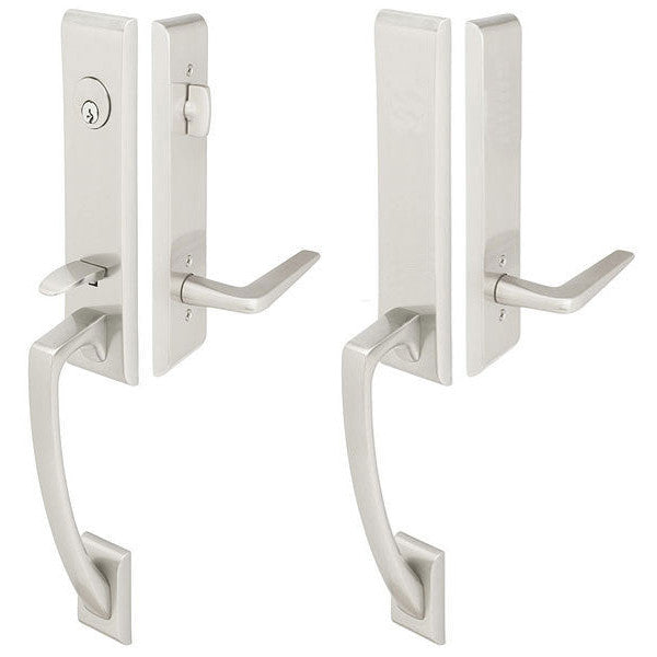 EMTEK Solid Brass Artemis Style Mortise Entryway Set (Brushed Nickel Finish)